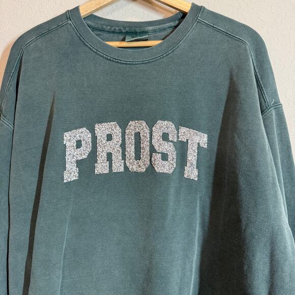 Women's Comfort Colors Dark Green Silver Prost Pullover Sweatshirt Sizze XL - Picture 5 of 10